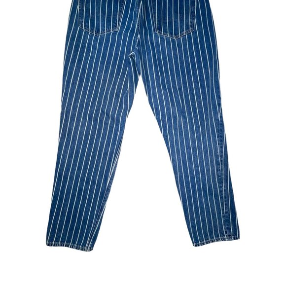 American Eagle Outfitters AEO Striped Denim Mom Tapered Leg Ankle Jeans 8 Reg 26 - Picture 8 of 9